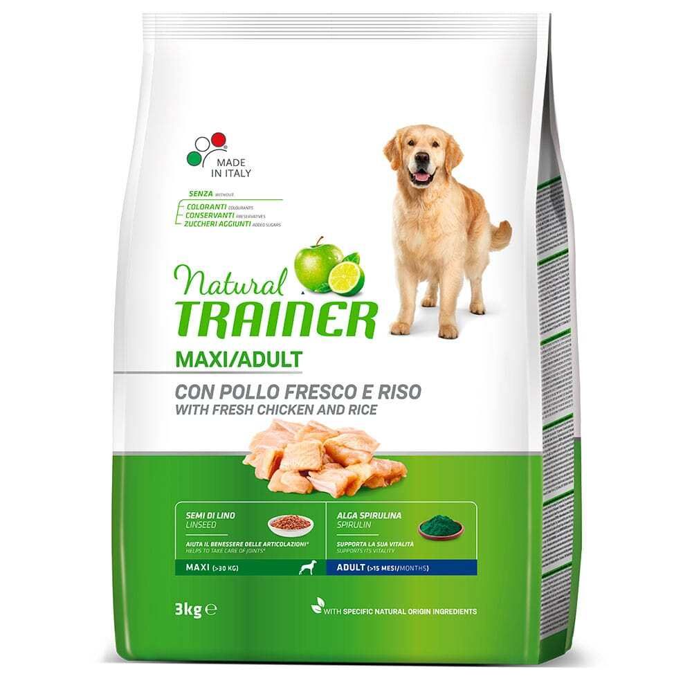 Сухой корм Trainer Natural Maxi Adult для взрослых собак крупных пород с курицей и рисом 3 кг