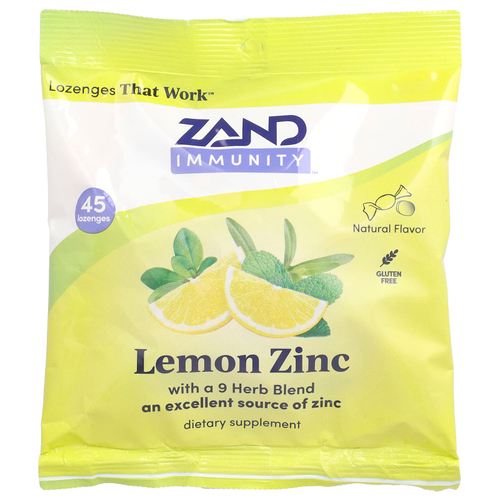 Zand, Immunity, лимон и цинк, натуральный, 45 пастилок