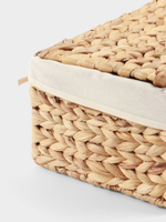 Корзинка прямоугольная с крышкой и тканевым подкладом, 33х22х14 см, водный гиацинт