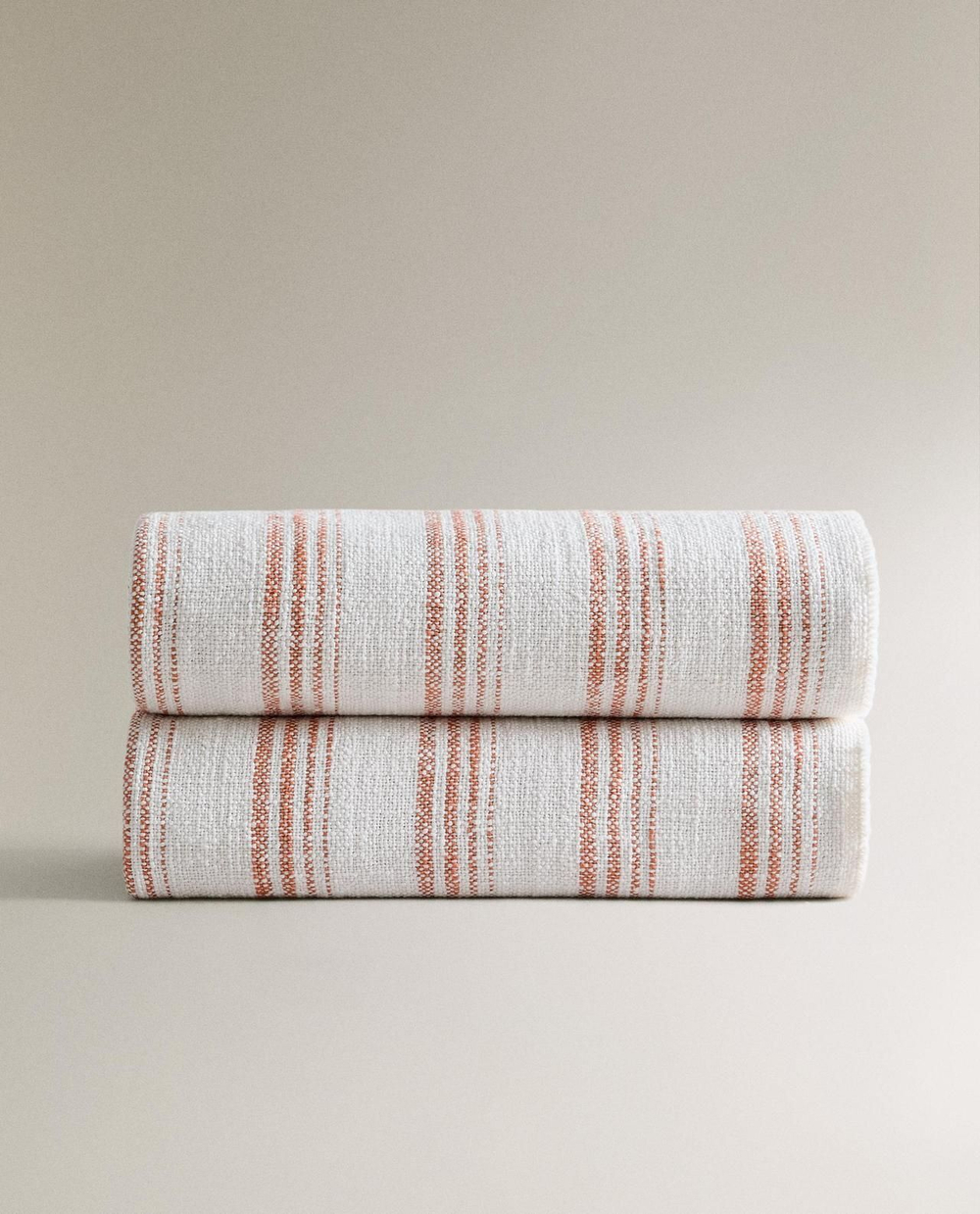 Zara Home - Хлопковое полосатое одеяло, экрю, 140x190 см