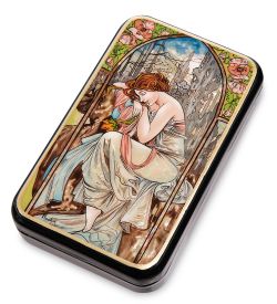 Народные промыслы ШК-55/ 27 Шкатулка «Ночной отдых» Альфонс Муха, исп. Маркова