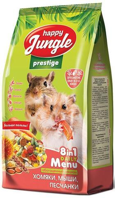 Корм Happy Jungle Prestige 8 в 1 Daily Menu для хомяков, мышей и песчанок, 500 г