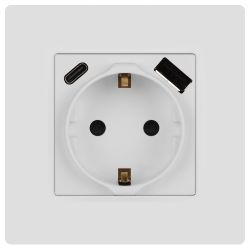 Розетка ЭРА Серия 12 12-4108-01М 2P+E 16A-250В со шторками с USB type-A+C 5В-3А белый матовый | Эра 12
