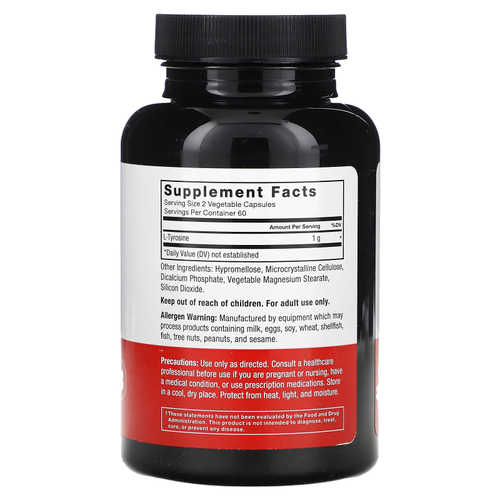 Force Factor, L-тирозин, 500 мг, 120 растительных капсул