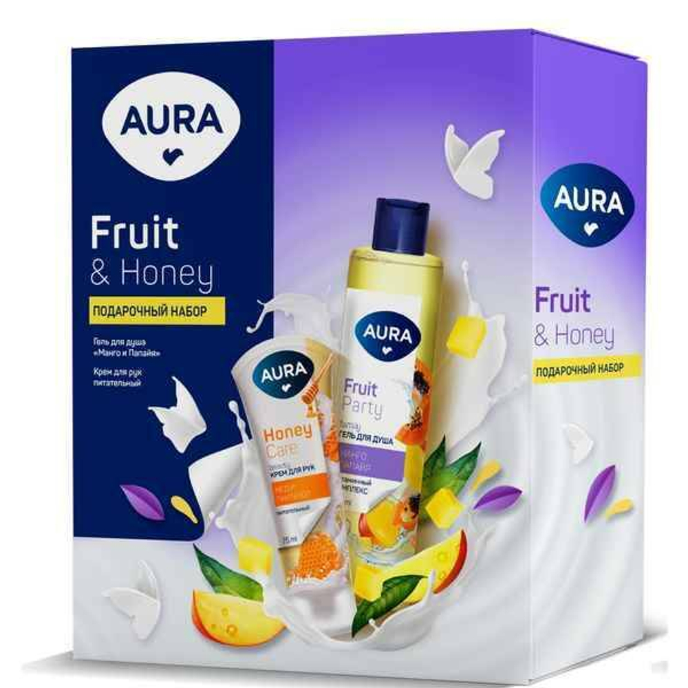 Набор подарочный Aura Fruit and Honey Гель д/душа 250мл+Крем д/рук Питательный 75мл