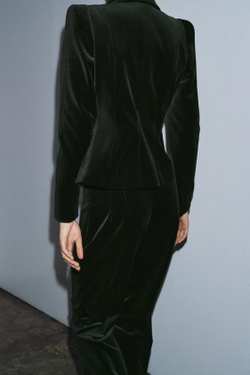 ZARA БАРХАТНЫЕ БРЮКИ FLARE ZW COLLECTION, ЗЕЛЕНЫЙ