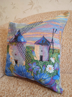 Декоративный гобеленовый чехол для интерьерной подушки Васильки 34*34