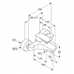 Смеситель для ванны и душа Kludi Pure&Style однорычажный, хром (406810575)