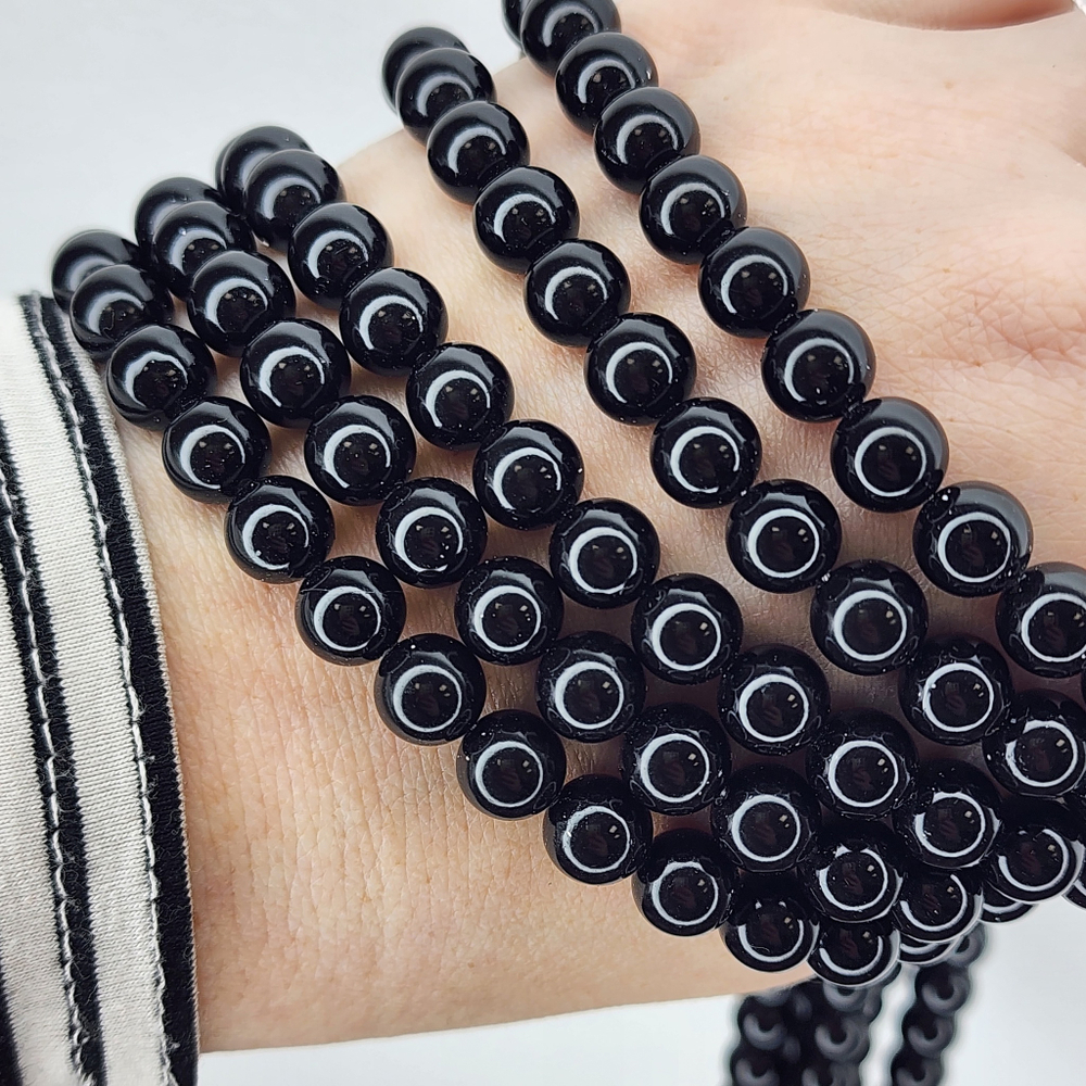 Жемчуг Майорка чёрная, классика, 8мм, штучно