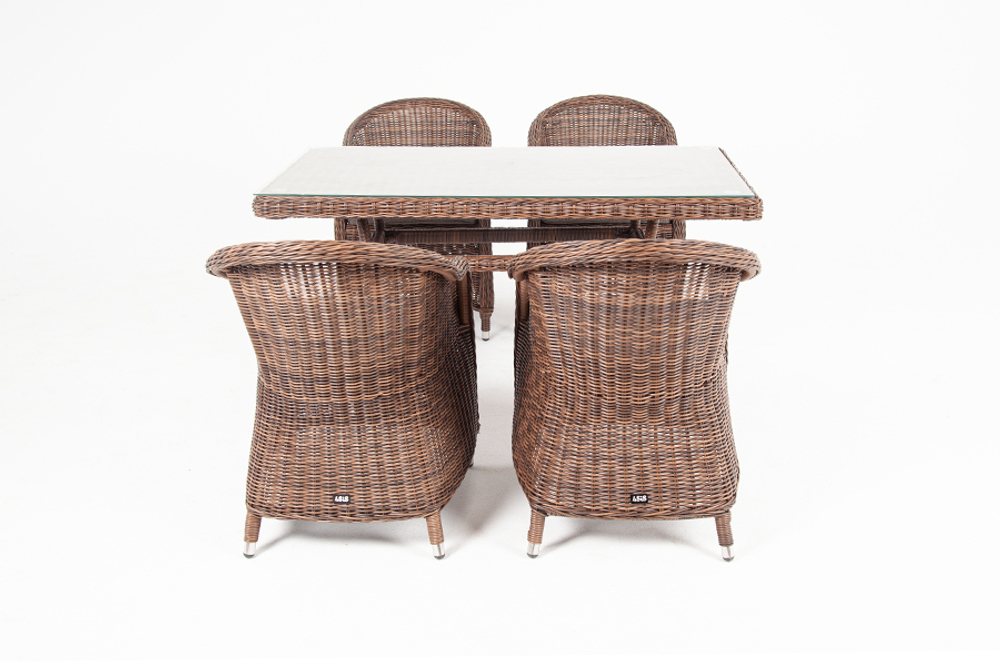 "Латте–140 R" обеденная группа плетеная, цвет коричневый