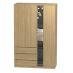 Шкаф распашной Варма Стор 144 с зеркалом, 222*144*57 см, скандинавский дуб