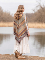 пончо женское с капюшоном