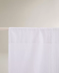 ZARA HOME ШТОРА ИЗ ХЛОПКА И ЛЬНА С ВЫШИВКОЙ, БЕЛЫЙ