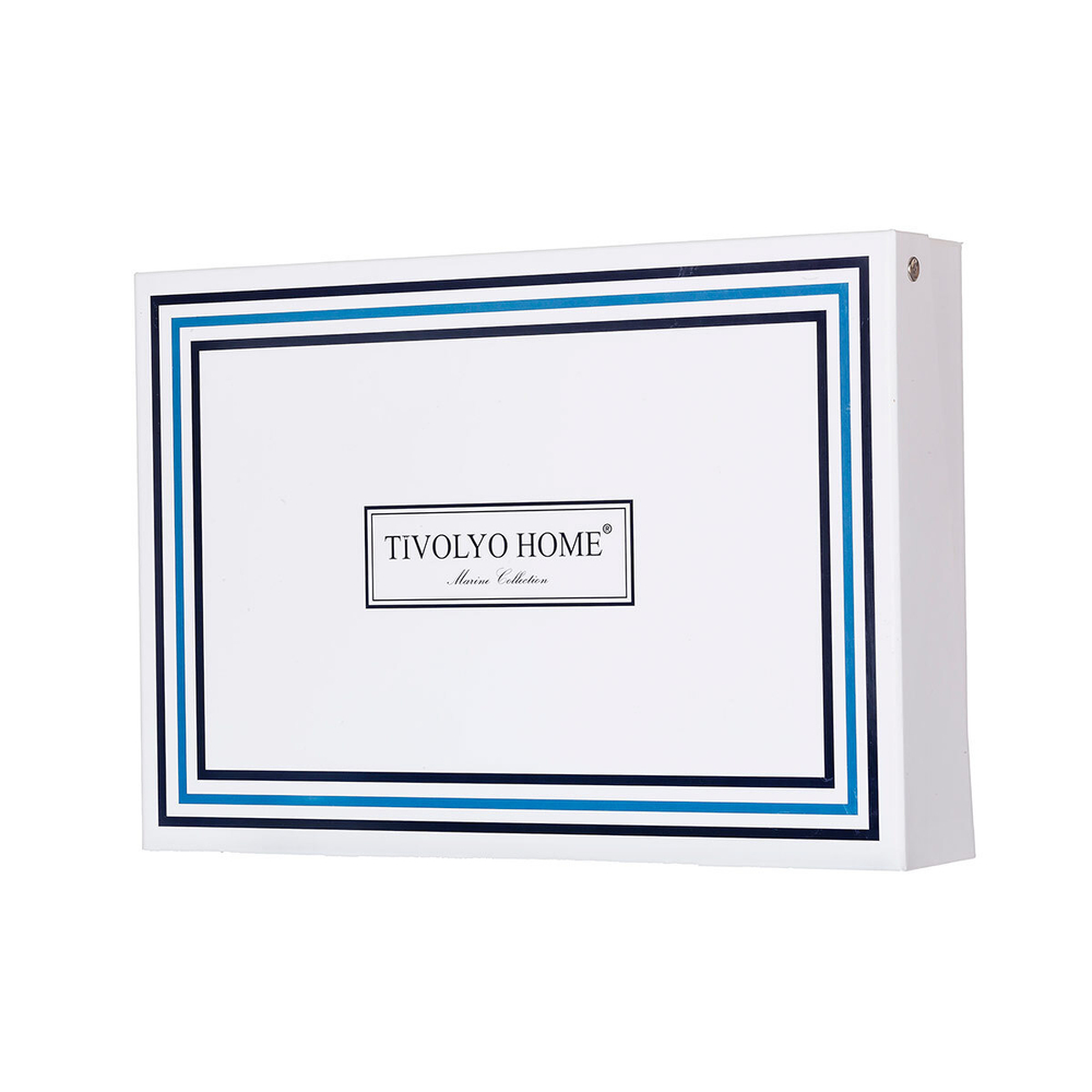 Постельное белье 1.5 спальное Tivolyo Home Banda белое/синее