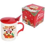 Кружка керамическая 450мл «Новогодние чудеса» с крышкой и ложкой