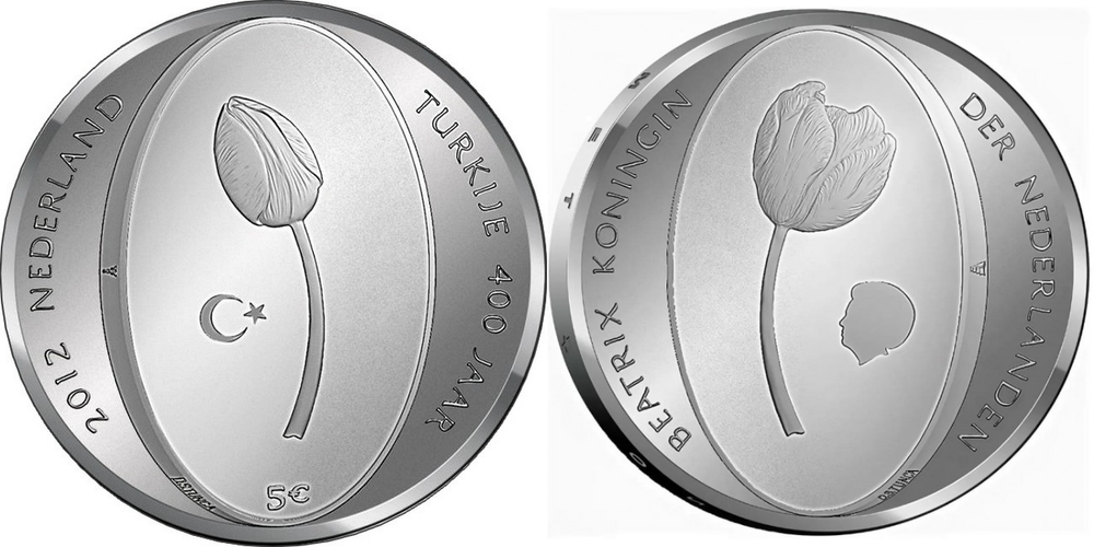 Нидерланды 5 евро, 2012 400 лет установлению дипотношений Нидерландов и Турции aUNC