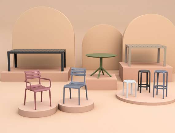 Пластиковый стол Sky Ø105 см, оливковый