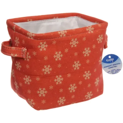 Коробка для хранения «ИДЕЯДОМА», принт снежинки, цвет красный, 20,5*14*17см, (лейбл Селфи)