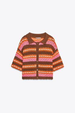 ZARA ЖАККАРДОВЫЙ ТОП ПОЛО, РАЗНОЦВЕТНЫЙ