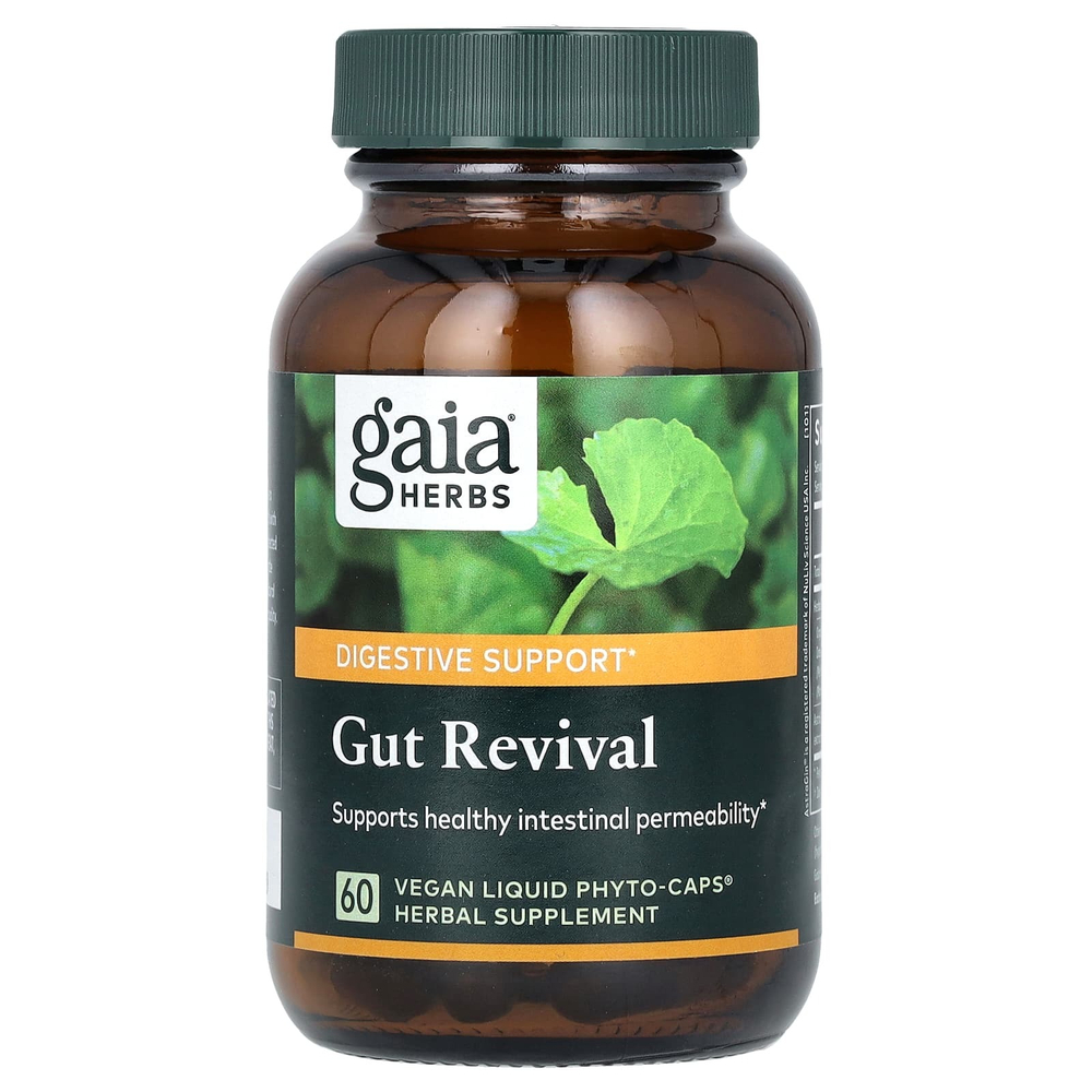 Gaia Herbs, Gut Revival, средство для восстановления кишечника, 60 веганских капсул с фитокапсулами
