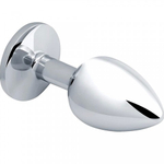 Анальная пробка маленькая Alive Anal Pleasure металл с серым кристаллом M: 8х3,4 см