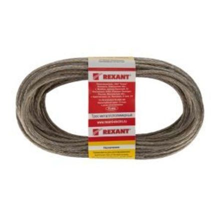 Трос стальной в ПВХ оплетке d=4,0 мм, прозрачный ( моток 20 м)  REXANT