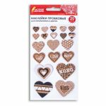 Наклейки пробковые для скрапбукинга и декора СЕРДЦА, 20 штук, с рисунком, ОСТРОВ СОКРОВИЩ, 662278