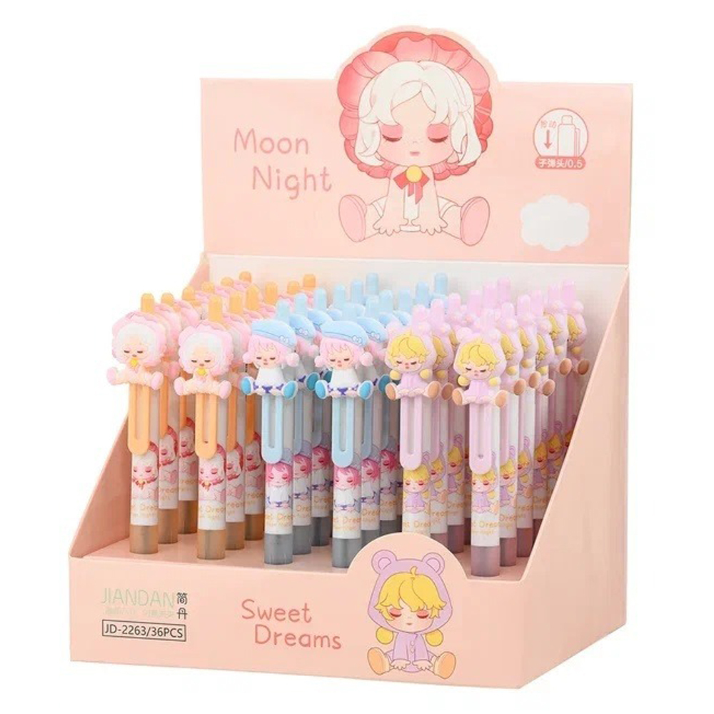 Ручка шариковая, автоматическая, Jiandan, синие чернила, с насадкой, серия "MOON NIGHT", 36 шт