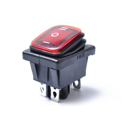 Переключатель влагостойкий (6-ти контактный) 16А, on-off-on, красный с нейтралью