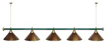 Лампа STARTBILLIARDS 5 пл. (плафоны коричневые,штанга коричневая,фурнитура золото)