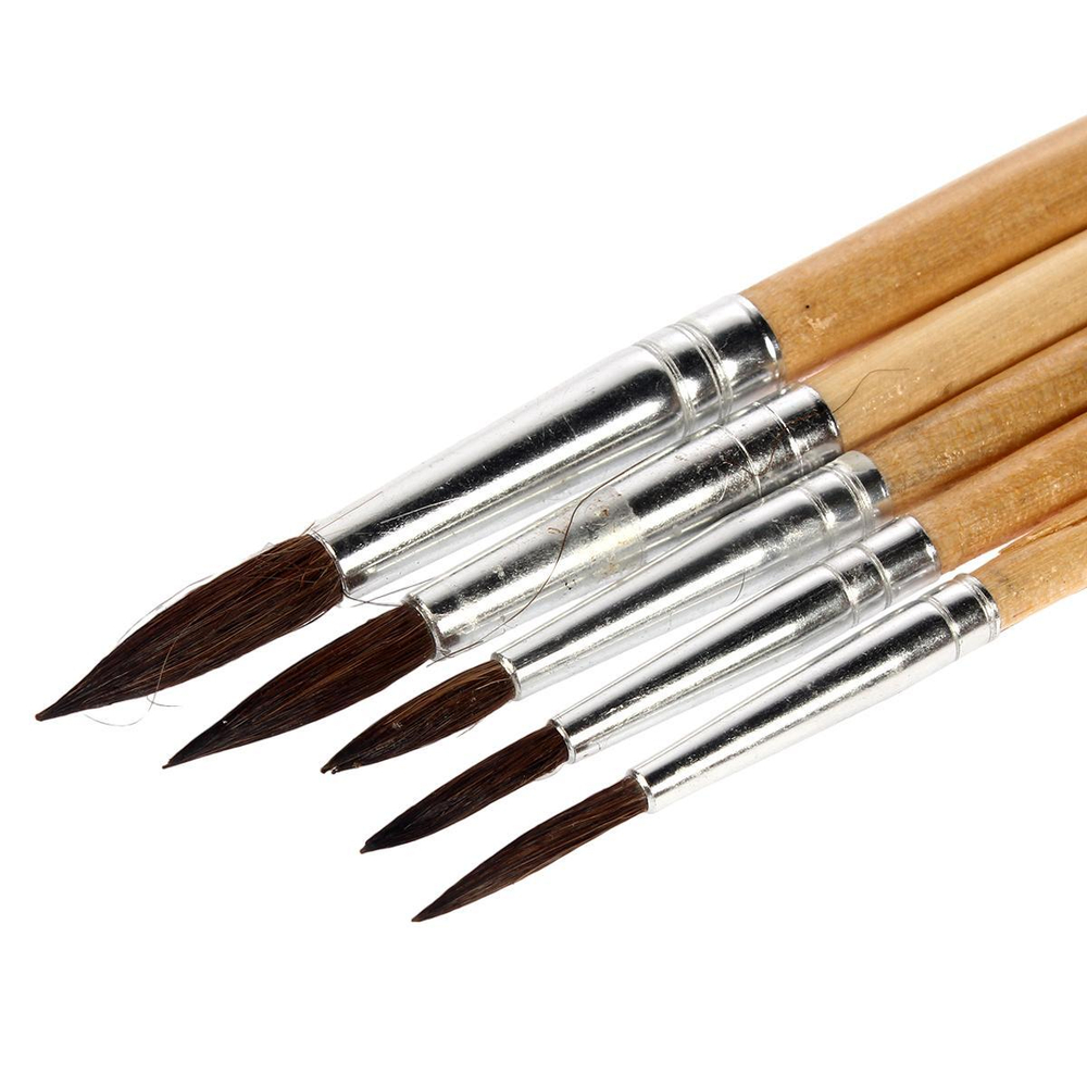 Набор кистей 5 шт, Белка №1,2,3,4,5, круглые, пакет с подвесом