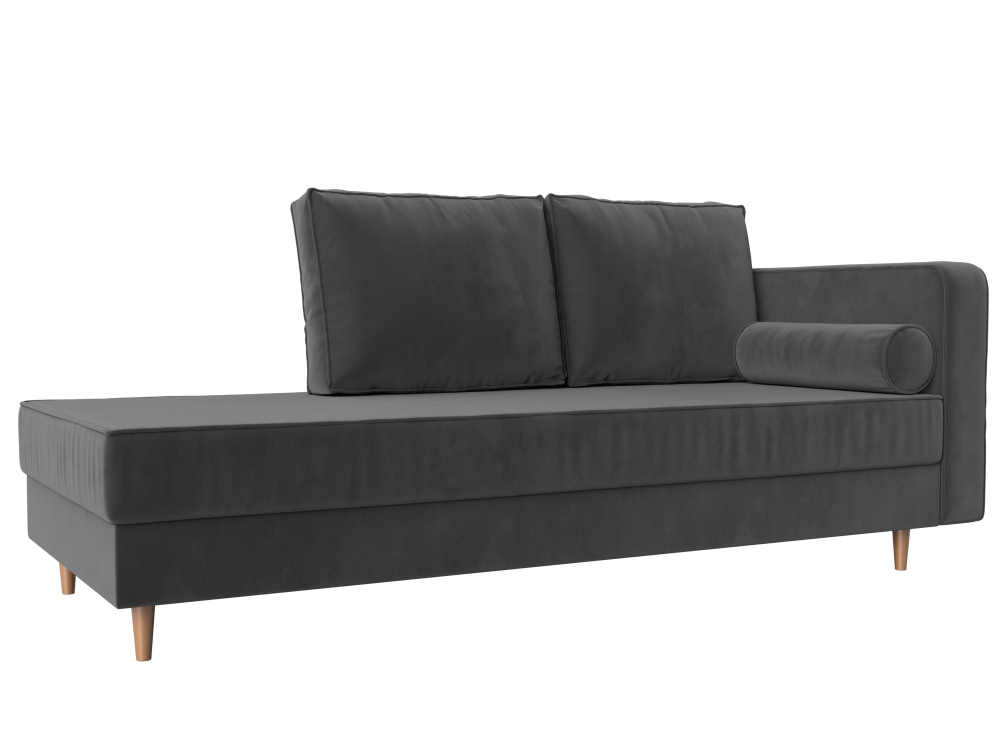 Кушетка Прайм правая, Серый, Велюр, 100877