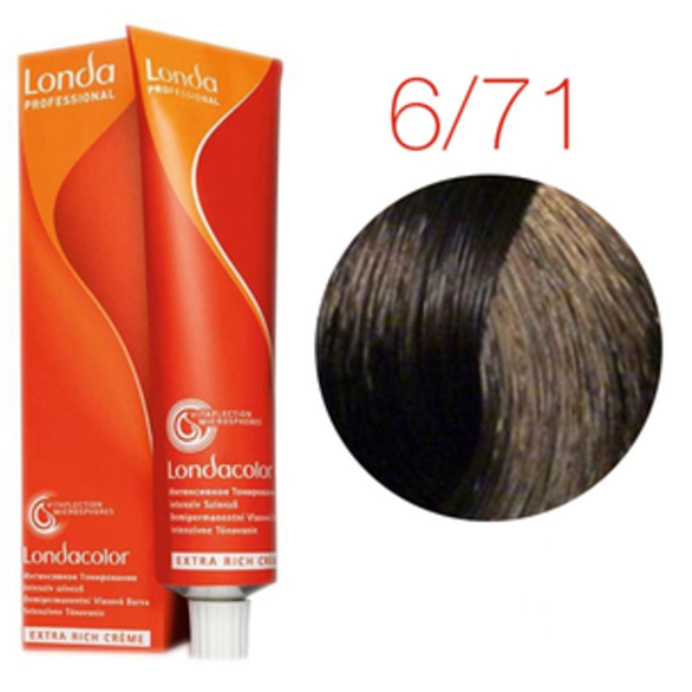 Londa Color инт.тонирование, 6/71 темный блонд коричнево-пепельный, 60мл