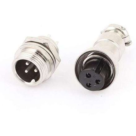 Разъем "авиационный" GX12 3- контактный (комплект)