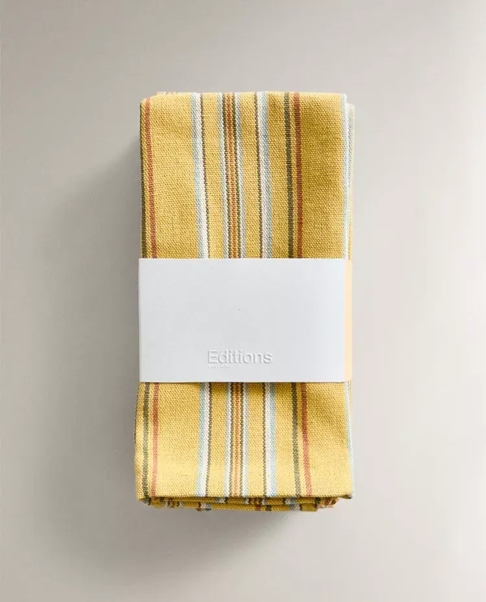ZARA HOME НАБОР САЛФЕТОК ИЗ ХЛОПКА В РАЗНОЦВЕТНУЮ ПОЛОСКУ, ЖЕЛТЫЙ