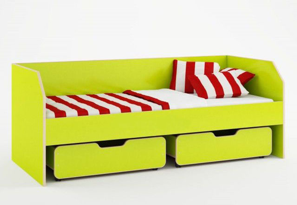 Кровать детская КарИВи Л-13 с ящиками Лайм