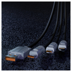 Кабель Smartbuy Bold 3 в1 универсальный, USB - Micro-USB/Lightning/Type C, экстрапрочный, 3A output,