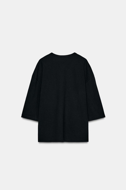 ZARA ФУТБОЛКА В СТИЛЕ РУСТИК С РУКАВАМИ ТРИ ЧЕТВЕРТИ, УГОЛЬНЫЙ