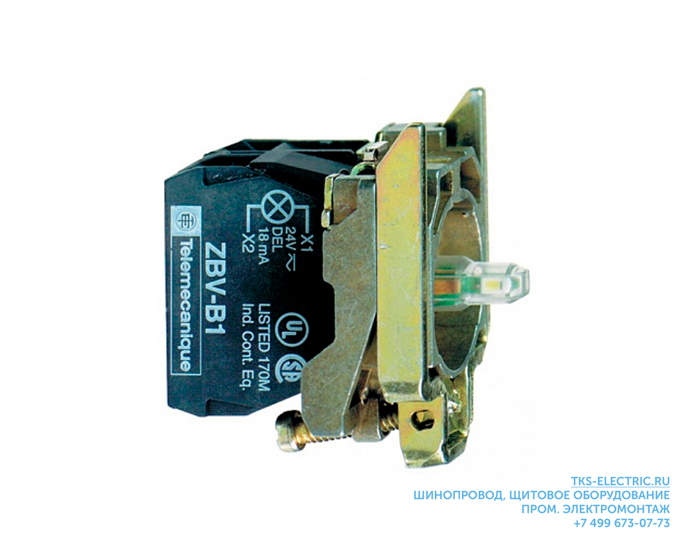 Schneider Electric XB4 Корпус кнопки в сборе с подсветкой желтый, 230В (ZB4BW0M51)