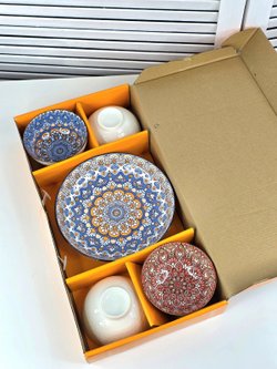 Набор керамической посуды "Восток", 5 пиал с орнаментом (201893164)