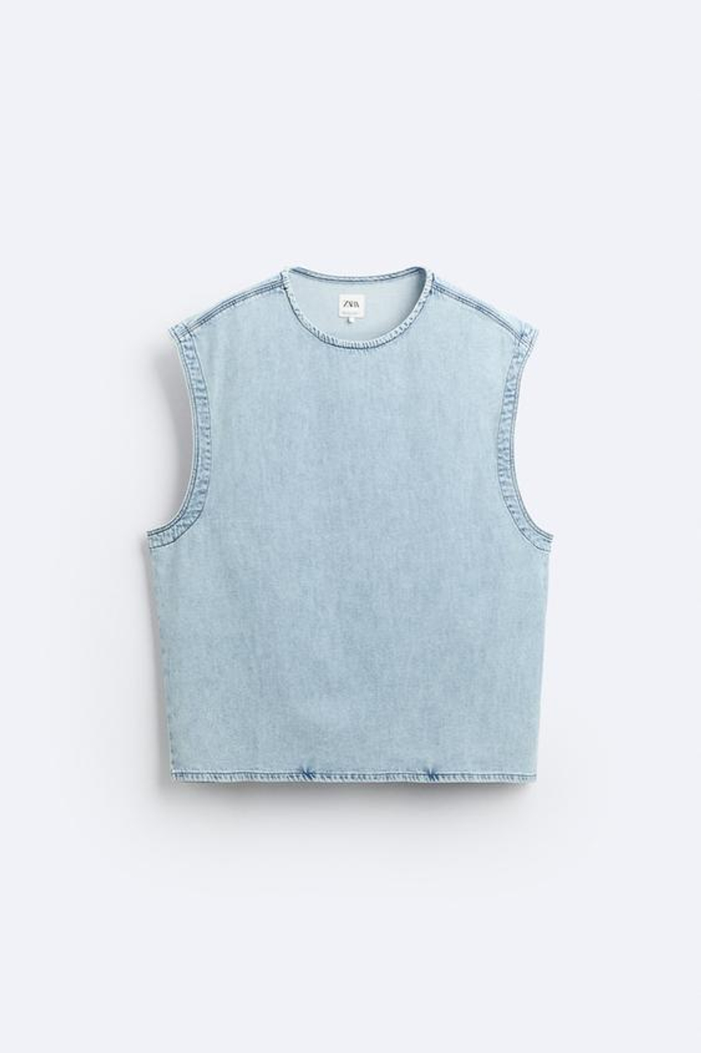 ZARA ДЖИНСОВЫЙ ТОП БЕЗ РУКАВОВ, ГОЛУБОЙ