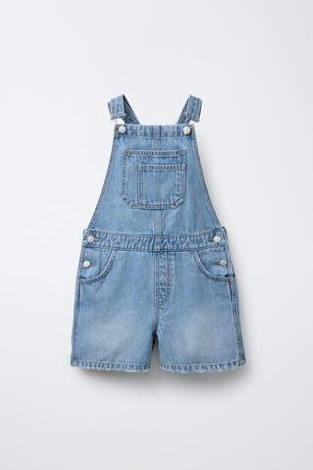 ZARA КОРОТКИЙ ДЖИНСОВЫЙ КОМБИНЕЗОН, СИНИЙ