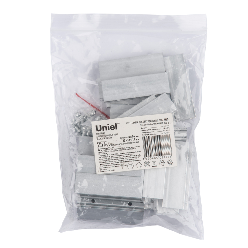 UCC-N21/C50 WHITE 025 POLYBAG Крепление для светодиодных лент ULS-N21 NEON 220В, 8x16мм. Цвет белый, 25 штук в пакете. TM Uniel