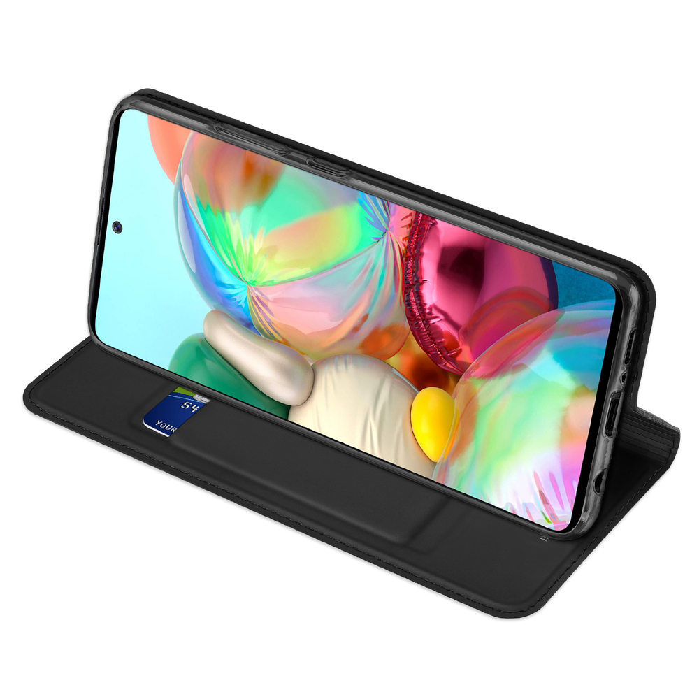 Чехол книжка из PU кожи черного цвета от Dux Ducis для Samsung Galaxy A71, серия Skin Pro Series