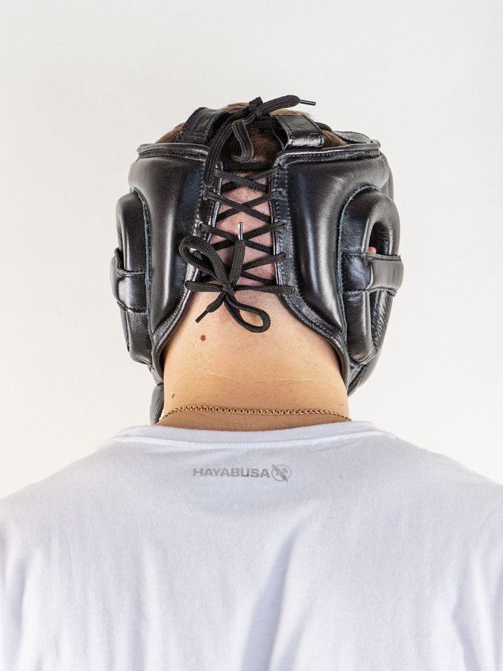 Шлем боксерский LEADERS LS с бамперной защитой BK кожа черный