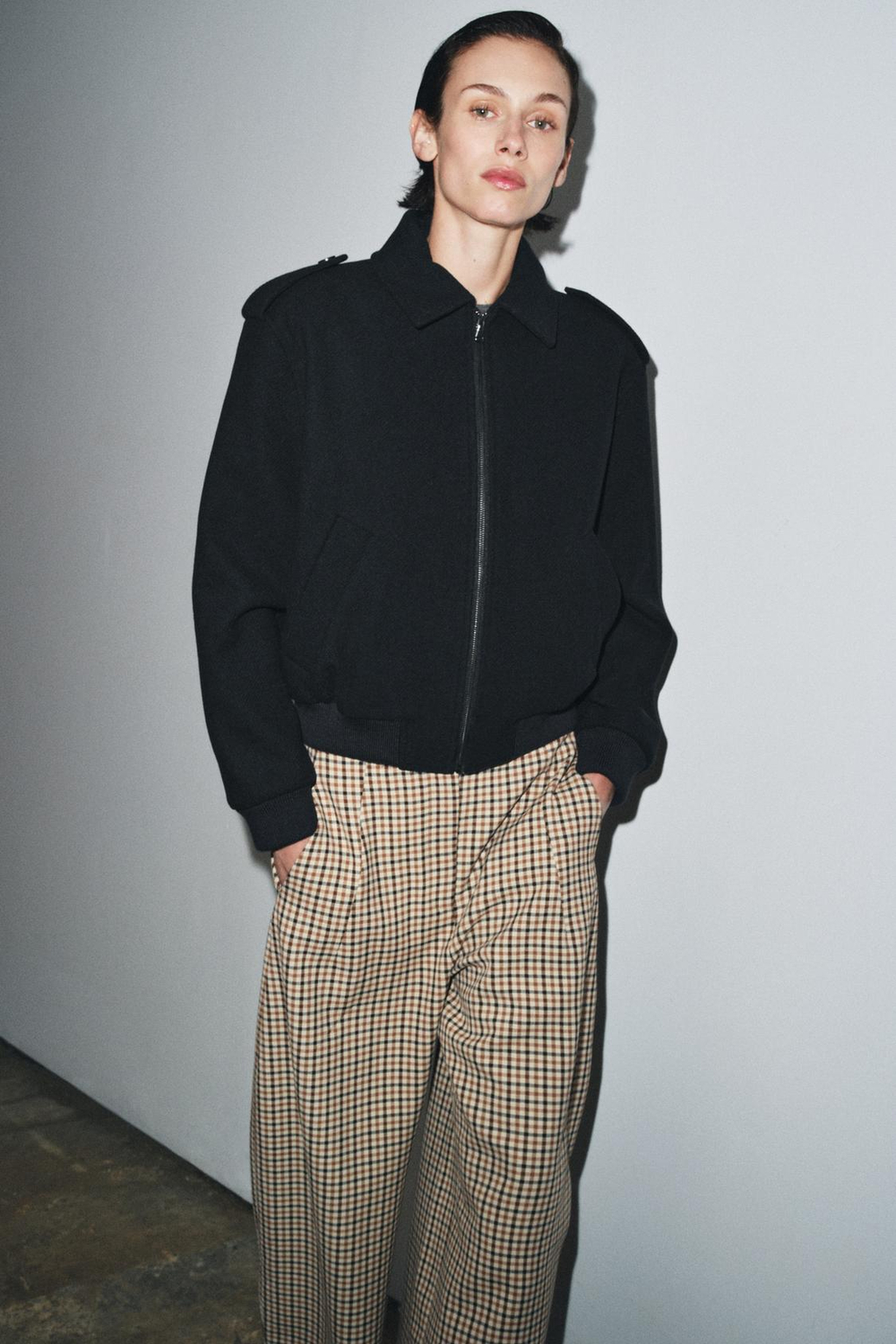 ZARA КУРТКА С ШЕРСТЬЮ — ZW COLLECTION, МОРСКОЙ СИНИЙ