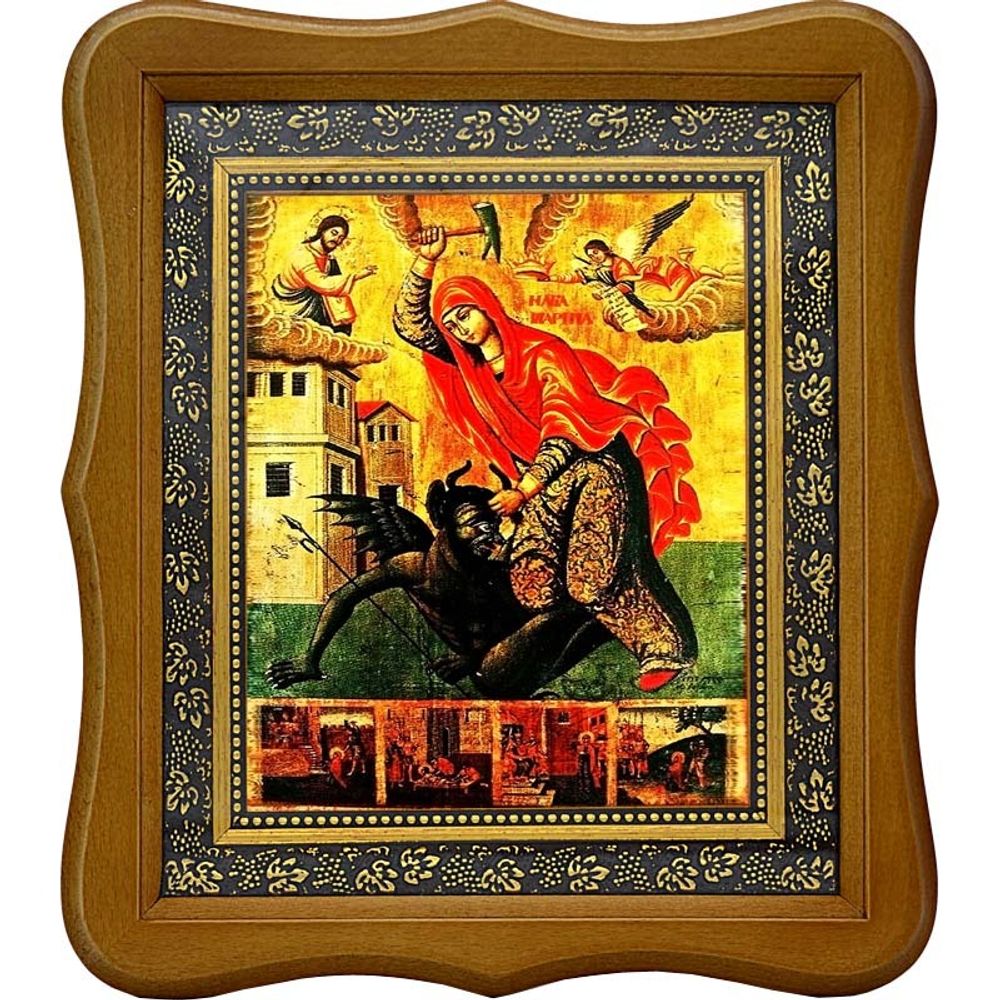 Марина (Маргарита) Антиохийская Святая, побивающая беса. Копия старинной иконы.