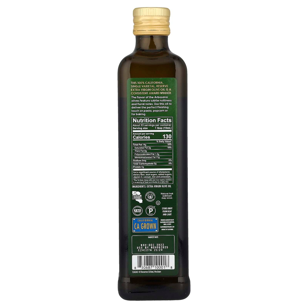 California Olive Ranch, Arbosana, 100% California, оливковое масло первого отжима, 500 мл (16,9 жидк. унции)