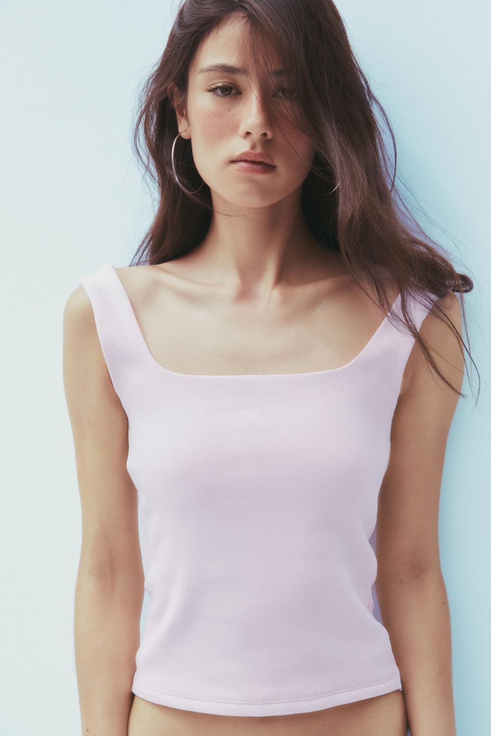 ZARA ТОП С ШИРОКИМИ БРЕТЕЛЯМИ, РОЗОВЫЙ