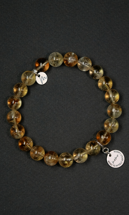 Браслет "Memo about Finance" из цитрина 8 мм с подвеской